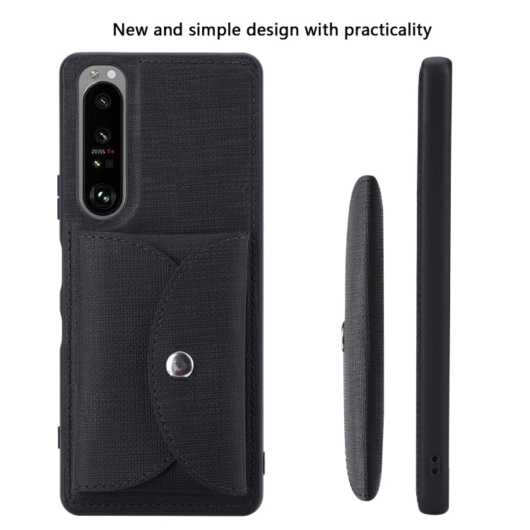 For Sony Xperia 1 III ViLi T Series TPU + PU Woven Fabric Magnetic Protective Case with Wallet(Black)