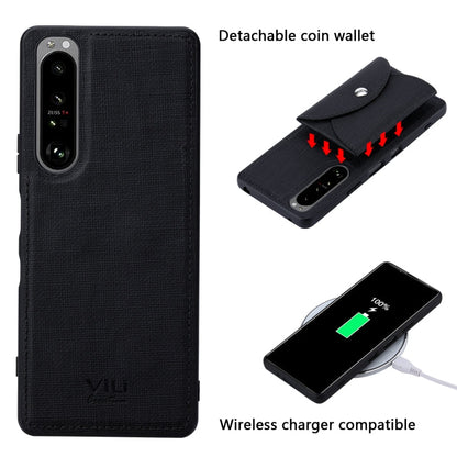 For Sony Xperia 1 III ViLi T Series TPU + PU Woven Fabric Magnetic Protective Case with Wallet(Black)