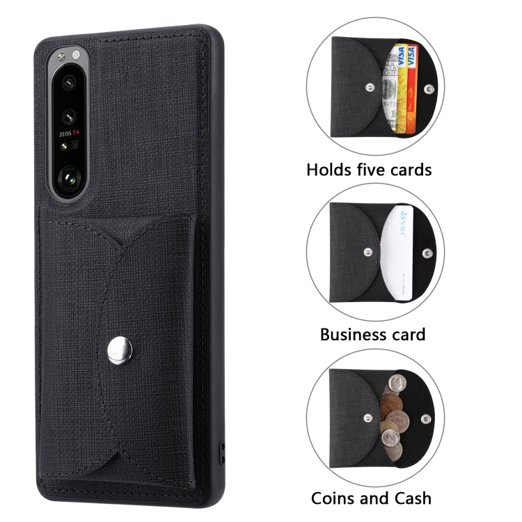 For Sony Xperia 1 III ViLi T Series TPU + PU Woven Fabric Magnetic Protective Case with Wallet(Black)
