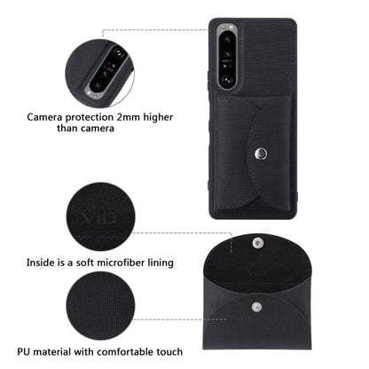 For Sony Xperia 1 III ViLi T Series TPU + PU Woven Fabric Magnetic Protective Case with Wallet(Black)