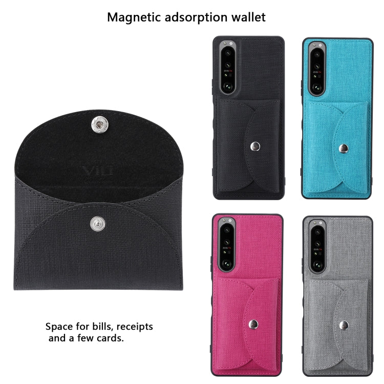For Sony Xperia 1 III ViLi T Series TPU + PU Woven Fabric Magnetic Protective Case with Wallet(Black)