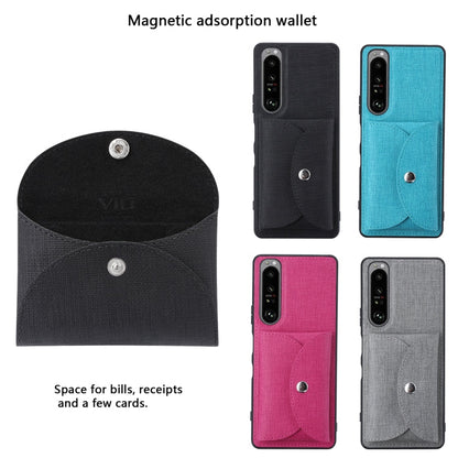 For Sony Xperia 1 III ViLi T Series TPU + PU Woven Fabric Magnetic Protective Case with Wallet(Black)
