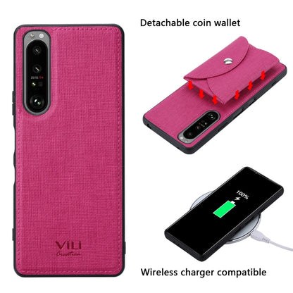 For Sony Xperia 1 III ViLi T Series TPU + PU Woven Fabric Magnetic Protective Case with Wallet(Rose Red)