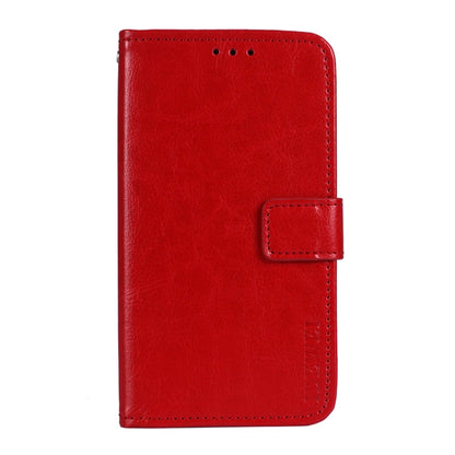 Pour OPPO Reno6 5G Étui en cuir à rabat horizontal Idewei Crazy Horse Texture avec support, fentes pour cartes et portefeuille (rouge)