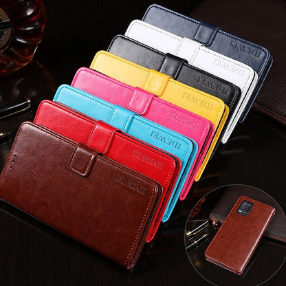Pour étui en cuir à rabat horizontal texture cheval fou idewei OPPO Realme Narzo 30 5G avec support, fentes pour cartes et portefeuille (noir)