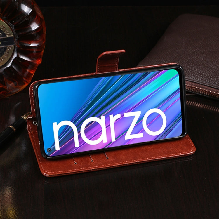 For OPPO Realme Narzo 30 5G idewei Crazy Horse Texture Horizontal Flip Leather Case with Holder & Card Slots & Wallet(Red)