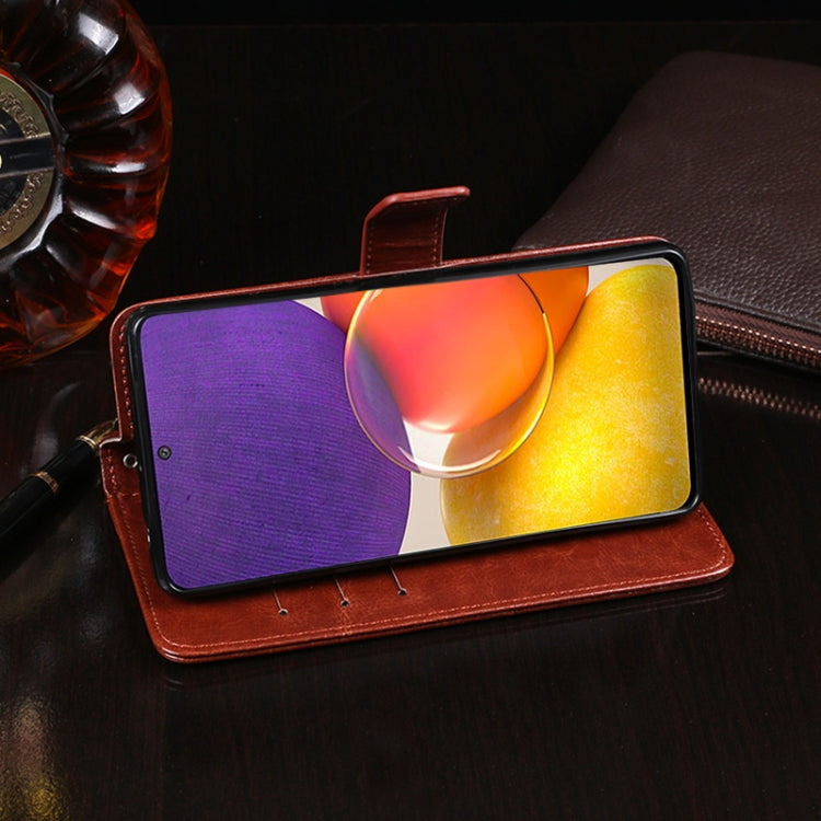 For Samsung Galaxy A82 5G idewei Crazy Horse Texture Horizontal Flip Leather Case with Holder & Card Slots & Wallet(Brown)