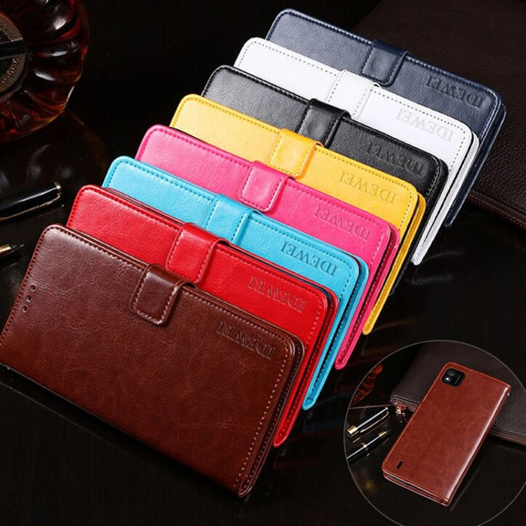 For Wiko Y62 idewei Crazy Horse Texture Horizontal Flip Leather Case with Holder & Card Slots & Wallet(White)
