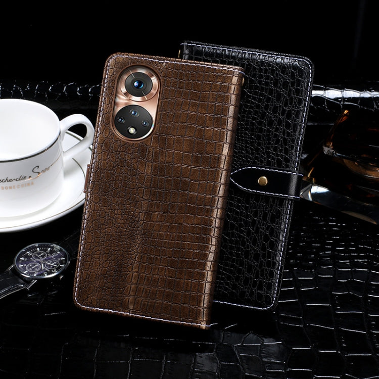 For Honor 50 Pro idewei Crocodile Texture Horizontal Flip Leather Case with Holder & Card Slots & Wallet(Black)
