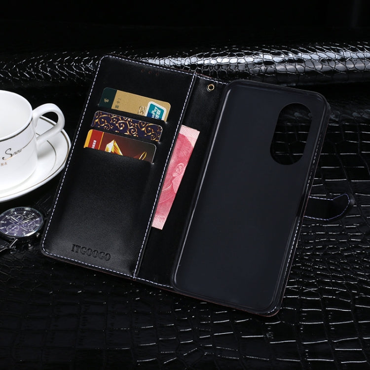 For Honor 50 Pro idewei Crocodile Texture Horizontal Flip Leather Case with Holder & Card Slots & Wallet(Black)