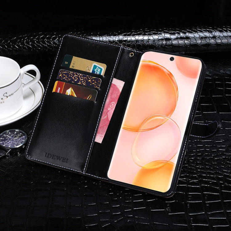 For Honor 50 Pro idewei Crocodile Texture Horizontal Flip Leather Case with Holder & Card Slots & Wallet(Black)