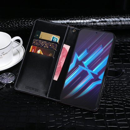For ZTE Nubia Red Magic 6R idewei Crocodile Texture Horizontal Flip Leather Case with Holder & Card Slots & Wallet(Black)