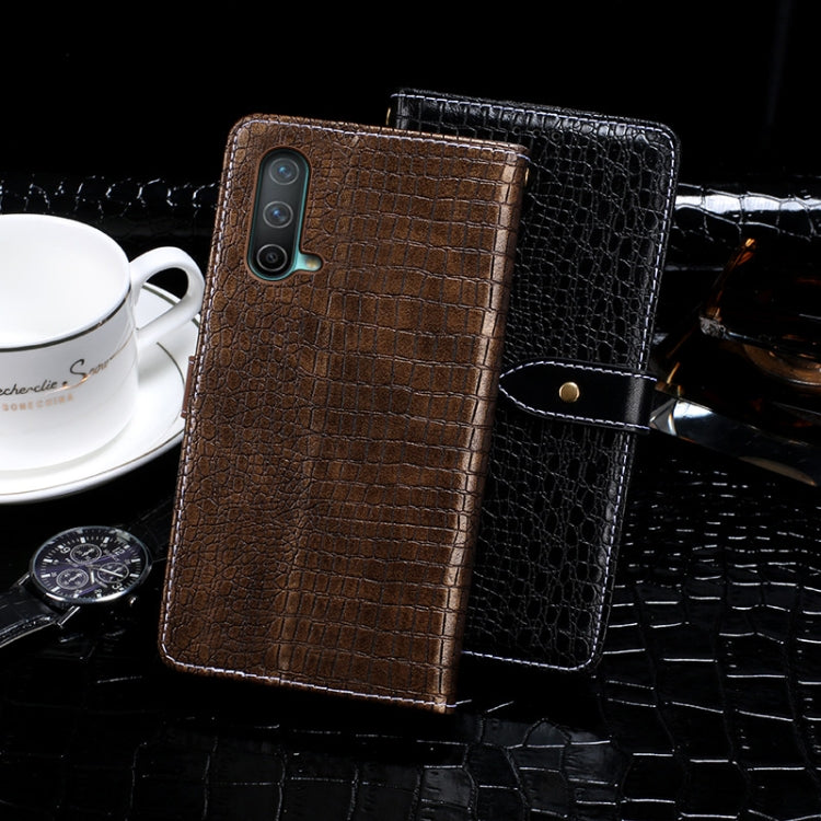 For OnePlus Nord CE 5G idewei Crocodile Texture Horizontal Flip Leather Case with Holder & Card Slots & Wallet(Black)