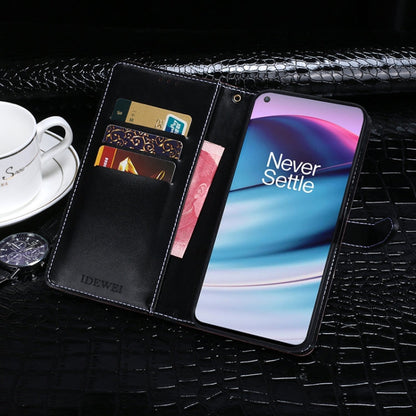 For OnePlus Nord CE 5G idewei Crocodile Texture Horizontal Flip Leather Case with Holder & Card Slots & Wallet(Black)