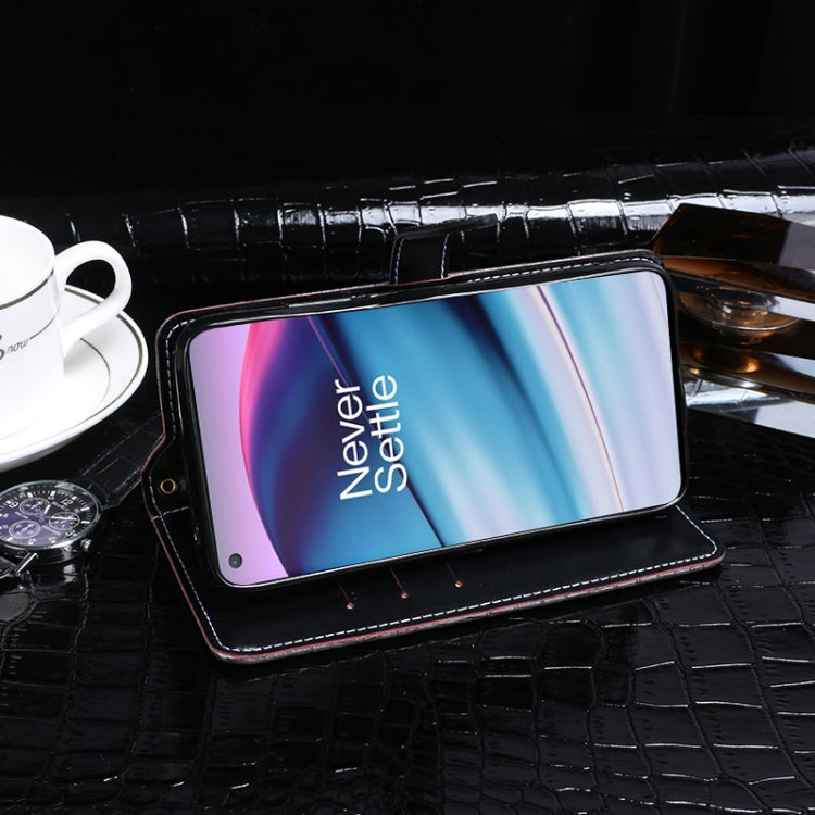 For OnePlus Nord CE 5G idewei Crocodile Texture Horizontal Flip Leather Case with Holder & Card Slots & Wallet(Black)