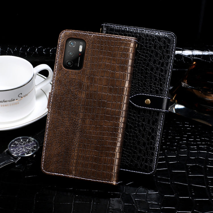 For Xiaomi Poco M3 Pro 5G idewei Crocodile Texture Horizontal Flip Leather Case with Holder & Card Slots & Wallet(Black)