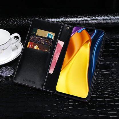 For Xiaomi Poco M3 Pro 5G idewei Crocodile Texture Horizontal Flip Leather Case with Holder & Card Slots & Wallet(Black)