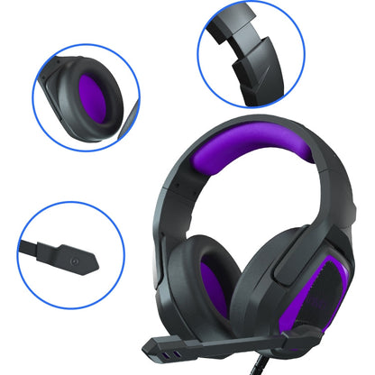 Anivia MH602 3.5mm Wired Gaming Headset with Microphone(Black Purple)