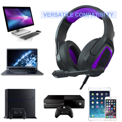 Anivia MH602 3.5mm Wired Gaming Headset with Microphone(Black Purple)