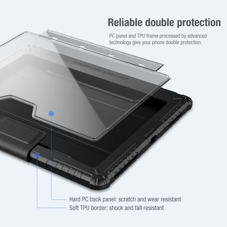 Pour iPad Pro 12,9 2022 / 2021 / 2020 NILLKIN Bumper Pro Étui en cuir à rabat horizontal pour tablette avec fente pour stylet et support et fonction veille / réveil (Noir)