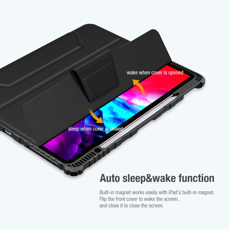 Pour iPad Pro 12,9 2022 / 2021 / 2020 NILLKIN Bumper Pro Étui en cuir à rabat horizontal pour tablette avec fente pour stylet et support et fonction veille / réveil (Noir)