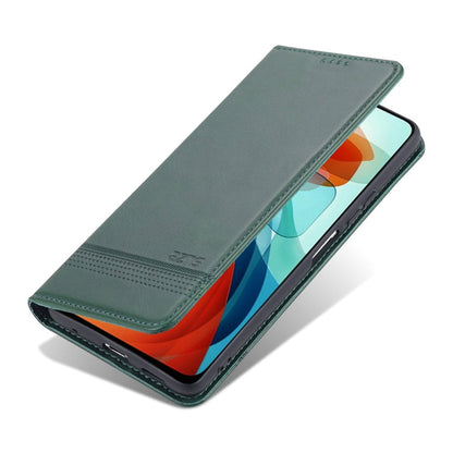 For Xiaomi Redmi Note 10 Pro 5G AZNS Magnetic Calf Texture Horizontal Flip Leather Case with Card Slots & Holder & Wallet(Dark Green)