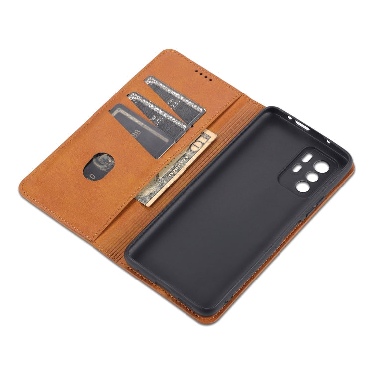 For Xiaomi Redmi Note 10 Pro 5G AZNS Magnetic Calf Texture Horizontal Flip Leather Case with Card Slots & Holder & Wallet(Dark Green)