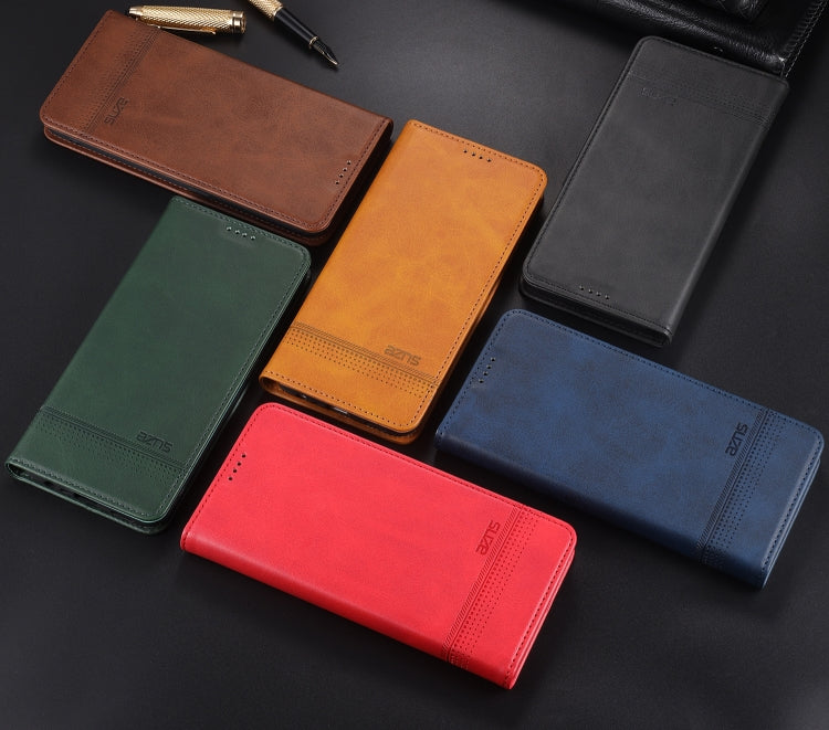 For Xiaomi Redmi Note 10 Pro 5G AZNS Magnetic Calf Texture Horizontal Flip Leather Case with Card Slots & Holder & Wallet(Dark Green)