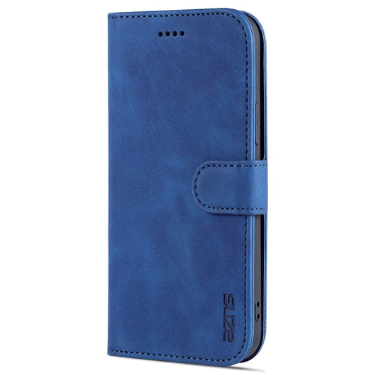 Pour iPhone 12 mini AZNS Étui en cuir à rabat horizontal texture veau doux au toucher avec fentes pour cartes, support et portefeuille (bleu)