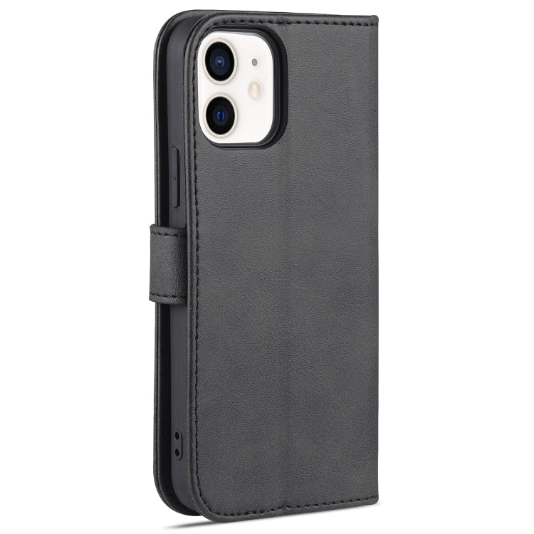 For iPhone 12 mini AZNS Skin Feel Calf Texture Horizontal Flip Leather Case with Card Slots & Holder & Wallet(Black)