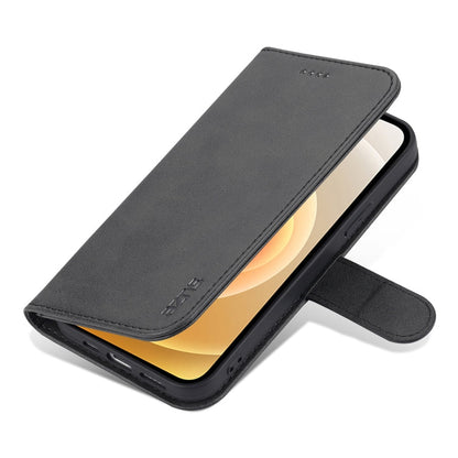 For iPhone 12 mini AZNS Skin Feel Calf Texture Horizontal Flip Leather Case with Card Slots & Holder & Wallet(Black)
