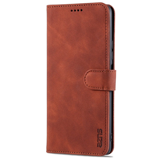 For Xiaomi Redmi Note 10 Pro Max AZNS Skin Feel Calf Texture Horizontal Flip Leather Case with Card Slots & Holder & Wallet(Brown)