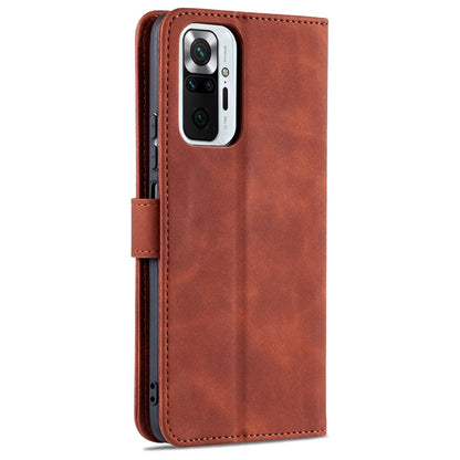 For Xiaomi Redmi Note 10 Pro Max AZNS Skin Feel Calf Texture Horizontal Flip Leather Case with Card Slots & Holder & Wallet(Brown)