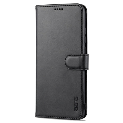 For Samsung Galaxy A02s AZNS Skin Feel Calf Texture Horizontal Flip Leather Case with Card Slots & Holder & Wallet(Black)