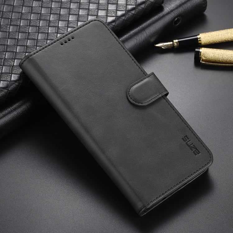 For Samsung Galaxy A02s AZNS Skin Feel Calf Texture Horizontal Flip Leather Case with Card Slots & Holder & Wallet(Black)