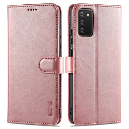 For Samsung Galaxy A02s AZNS Skin Feel Calf Texture Horizontal Flip Leather Case with Card Slots & Holder & Wallet(Rose Gold)