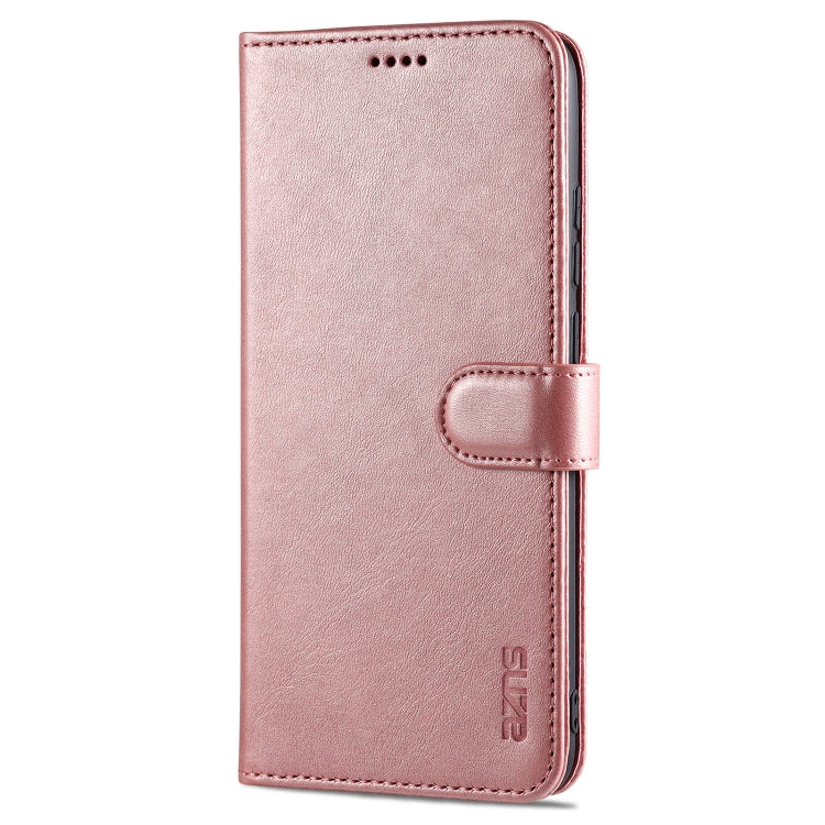 For Samsung Galaxy A02s AZNS Skin Feel Calf Texture Horizontal Flip Leather Case with Card Slots & Holder & Wallet(Rose Gold)