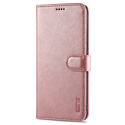 For Samsung Galaxy A02s AZNS Skin Feel Calf Texture Horizontal Flip Leather Case with Card Slots & Holder & Wallet(Rose Gold)