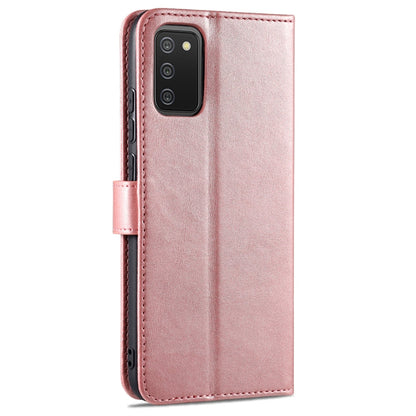 For Samsung Galaxy A02s AZNS Skin Feel Calf Texture Horizontal Flip Leather Case with Card Slots & Holder & Wallet(Rose Gold)