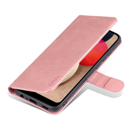 For Samsung Galaxy A02s AZNS Skin Feel Calf Texture Horizontal Flip Leather Case with Card Slots & Holder & Wallet(Rose Gold)