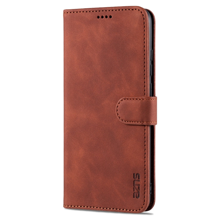 For Samsung Galaxy A02s AZNS Skin Feel Calf Texture Horizontal Flip Leather Case with Card Slots & Holder & Wallet(Brown)