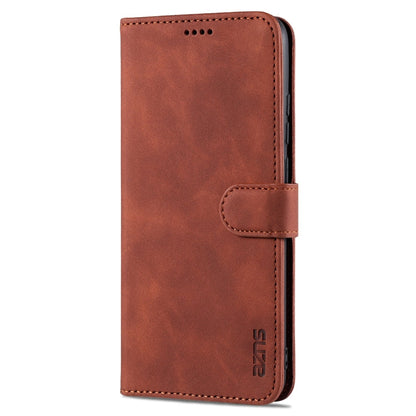 For Samsung Galaxy A02s AZNS Skin Feel Calf Texture Horizontal Flip Leather Case with Card Slots & Holder & Wallet(Brown)