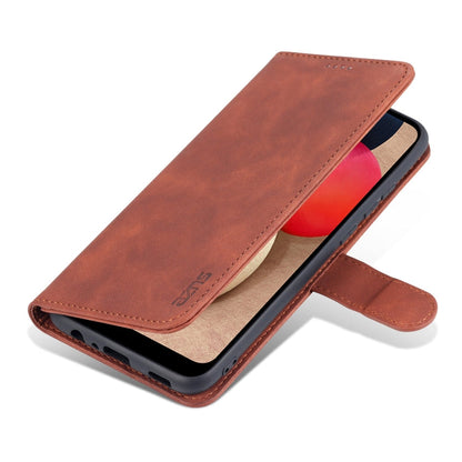 For Samsung Galaxy A02s AZNS Skin Feel Calf Texture Horizontal Flip Leather Case with Card Slots & Holder & Wallet(Brown)