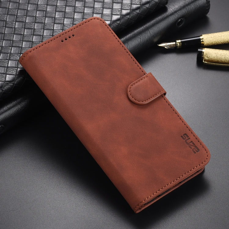 For Samsung Galaxy A02s AZNS Skin Feel Calf Texture Horizontal Flip Leather Case with Card Slots & Holder & Wallet(Brown)