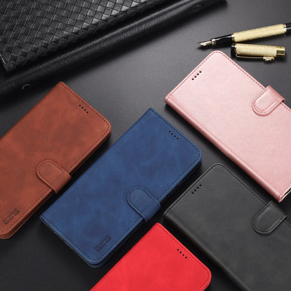 For Samsung Galaxy A02s AZNS Skin Feel Calf Texture Horizontal Flip Leather Case with Card Slots & Holder & Wallet(Brown)