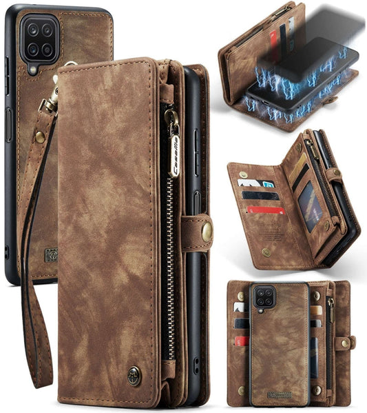 For Samsung Galaxy A12 CaseMe Detachable Multifunctional Horizontal Flip Leather Case, with Card Slot & Holder & Zipper Wallet & Photo Frame(Brown)