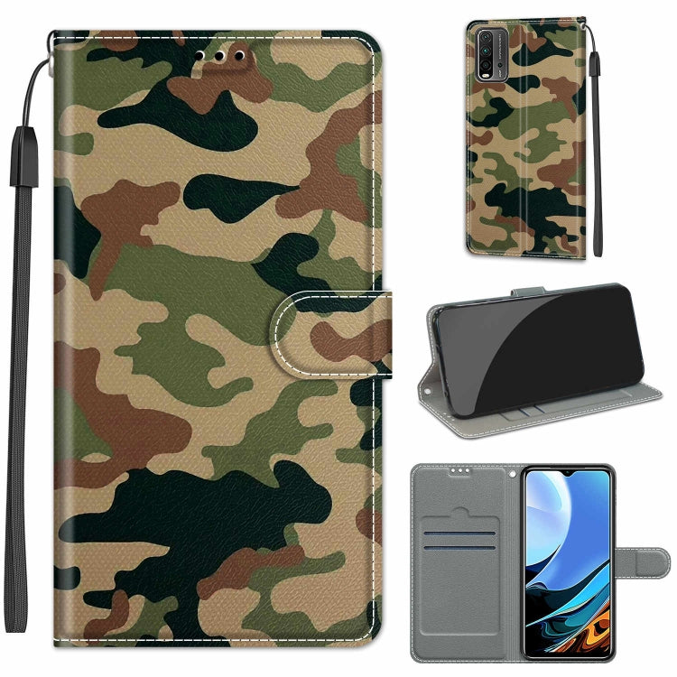 For Xiaomi Redmi 9 Power/Note 9 4G Voltage Coloured Drawing Magnetic Clasp Horizontal Flip PU Leather Case with Holder & Card Slots(C12 Green Yellow Camouflage)