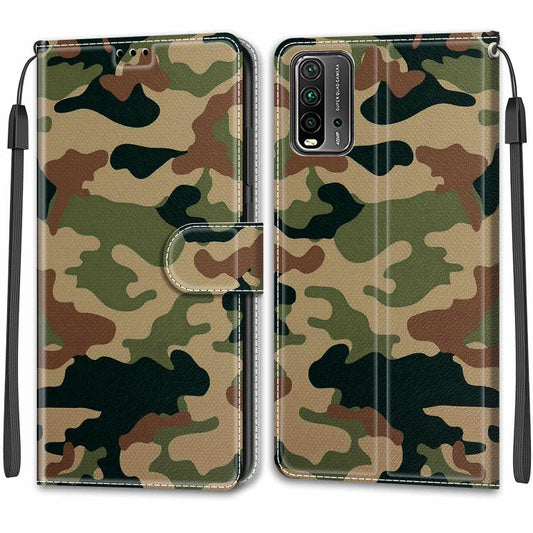 For Xiaomi Redmi 9 Power/Note 9 4G Voltage Coloured Drawing Magnetic Clasp Horizontal Flip PU Leather Case with Holder & Card Slots(C12 Green Yellow Camouflage)