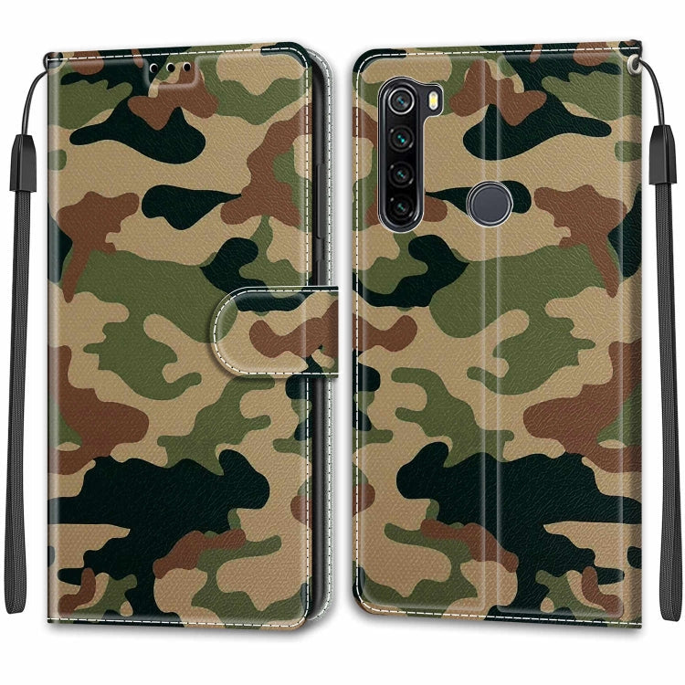 For Xiaomi Redmi Note 8 Voltage Coloured Drawing Magnetic Clasp Horizontal Flip PU Leather Case with Holder & Card Slots(C12 Green Yellow Camouflage)