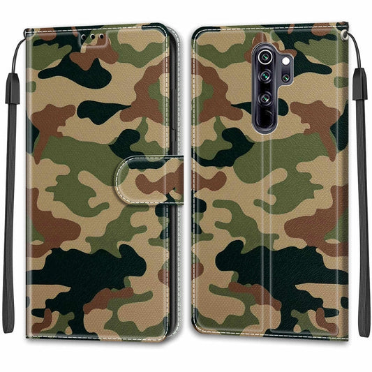For Xiaomi Redmi Note 8 Pro Voltage Coloured Drawing Magnetic Clasp Horizontal Flip PU Leather Case with Holder & Card Slots(C12 Green Yellow Camouflage)